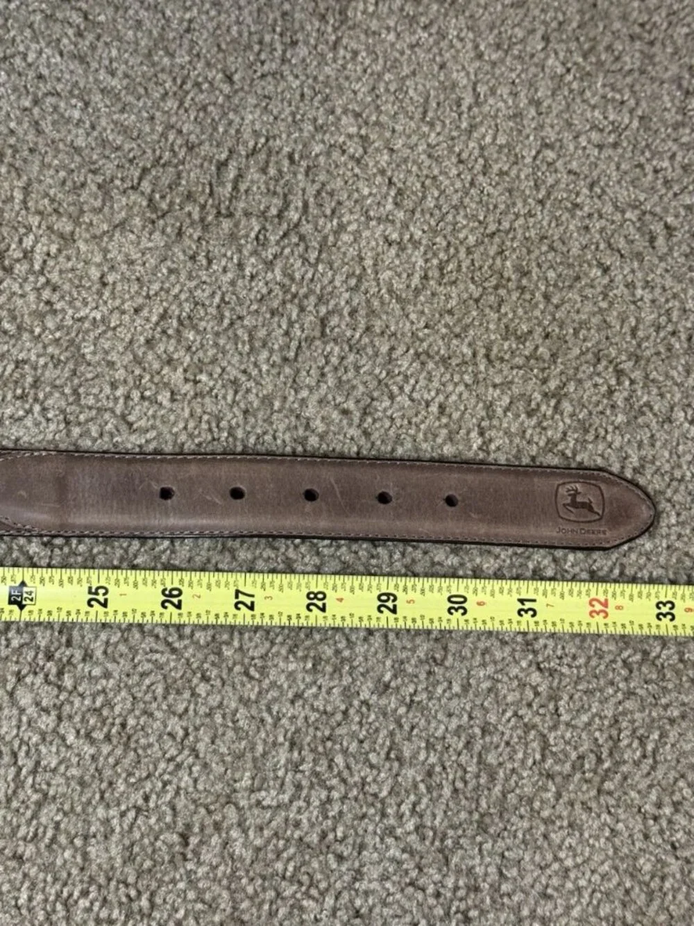 JOHN DEERE Youth Size 28 Belt With 3 Inlaid Tractors In Crazyhorse Tan Color